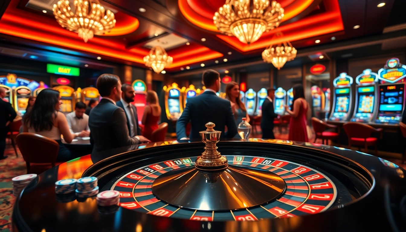 Experience thrilling gambling excitement at ee88 com with a roulette table and vibrant casino elements.