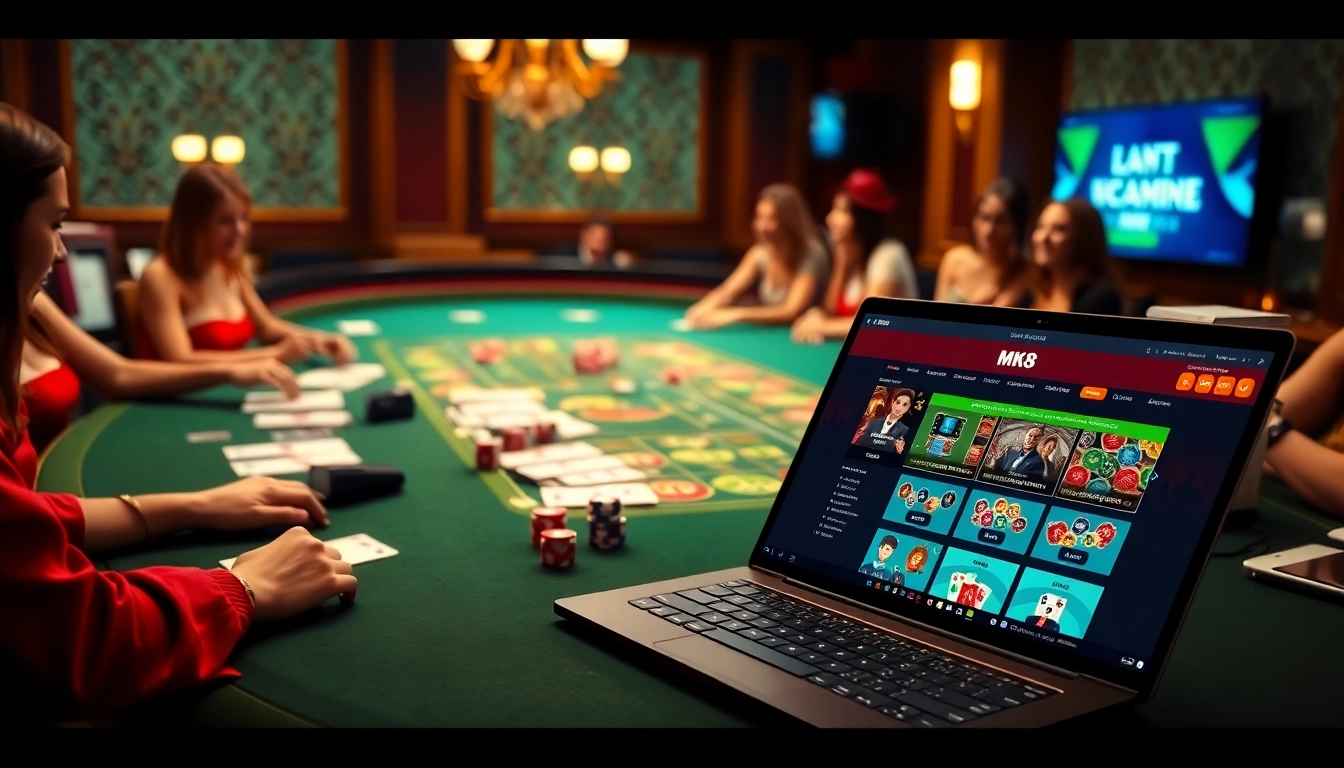 Betting action on the MK8 platform, showcasing an engaging online casino experience with poker chips and cards.
