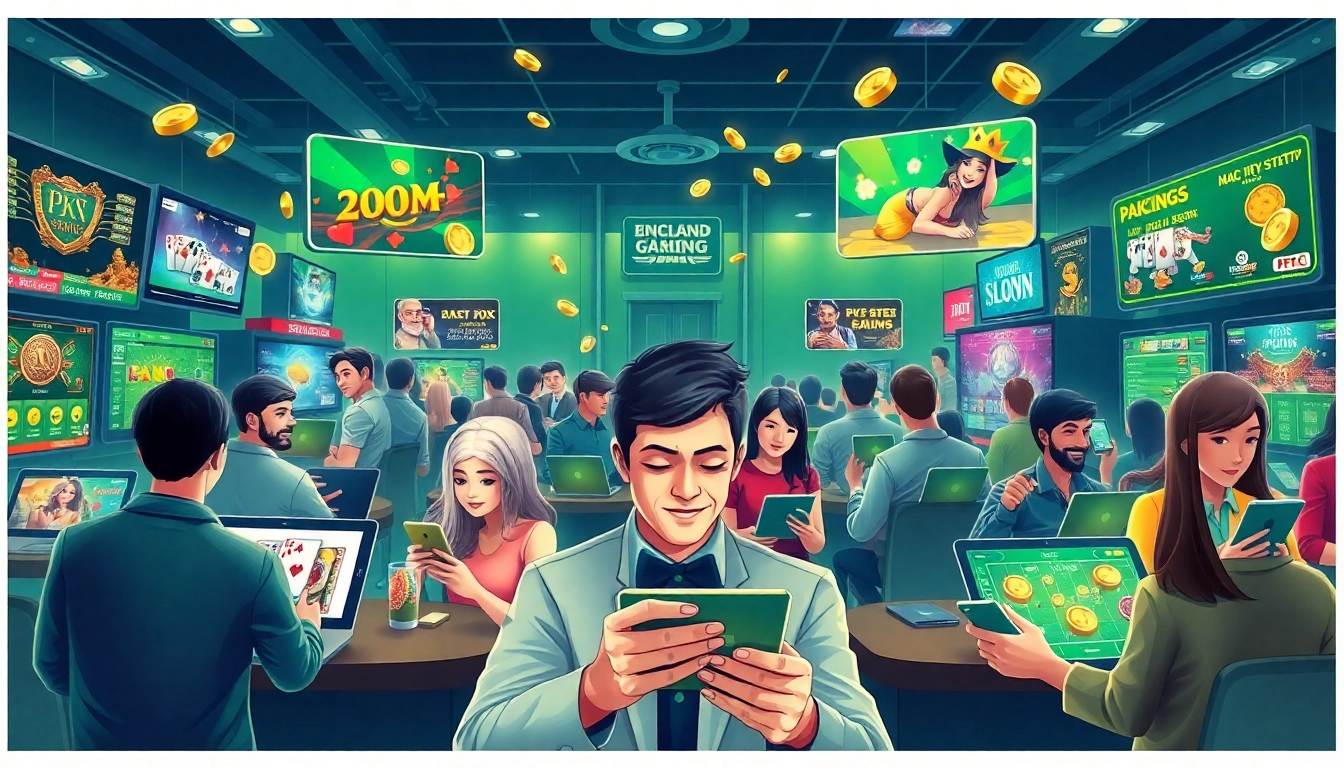 Exciting online gambling scene showcasing nhacaiuytin with players engaging in various games.
