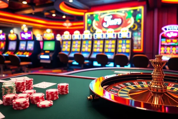 Experience thrilling gaming at fun79 with vibrant poker chips and elegant casino tables.