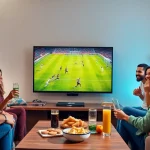 Exciting football streaming experience on OKWINTV, with fans enjoying a match.